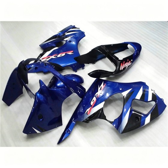 Kawasaki Ninja ZX6R Black & Blue & White Fairings (2000-2002)