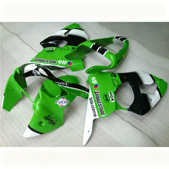 Green & White Kawasaki Ninja ZX6R Fairings (2000-2002)