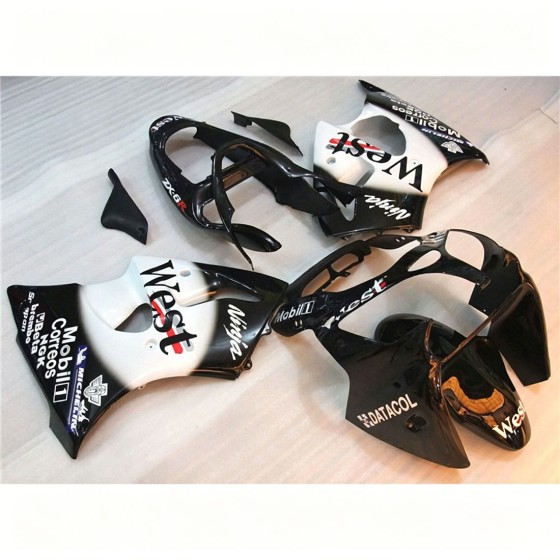Kawasaki Ninja ZX6R Black & White West Racing Edition Fairings (2000-2002)