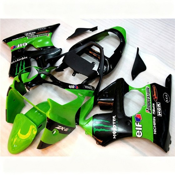 Kawasaki Ninja ZX6R Green & Black Performance Edition Motorcycle Fairings (2000-2002)