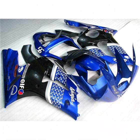 Kawasaki Ninja ZX-6R Pearl Blue & Black Motorcycle Fairings (2003-2004)