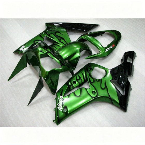 Pearl Green Kawasaki Ninja ZX-6R Motorcycle Fairings (2003-2004)