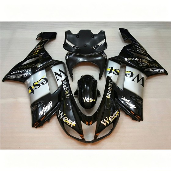 Kawasaki Ninja ZX-6R Black & Silver Motorcycle Fairings (2007-2008)