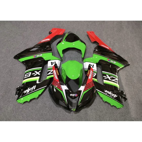 Kawasaki Ninja ZX-6R Customized Green Motorcycle Fairings (2007-2008)