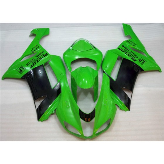 Kawasaki Ninja ZX-6R Green with Black Decals Fairings (2007-2008)