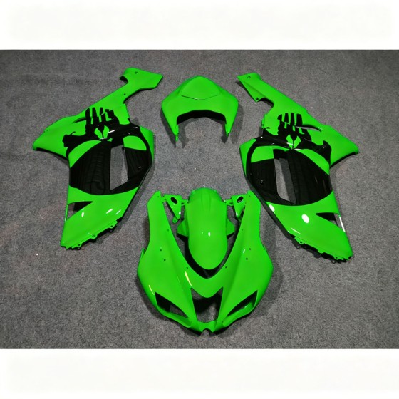 Kawasaki Ninja ZX-6R Neon Green with Black Skull Motorcycle Fairings (2007-2008)