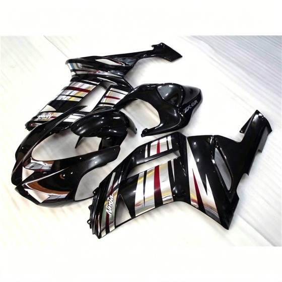 Kawasaki Ninja ZX-6R Silver & Black Motorcycle Fairings (2007-2008)