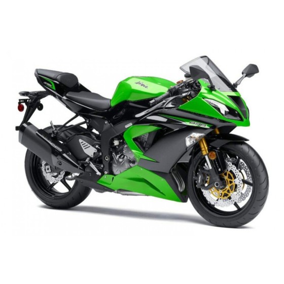 Kawasaki Ninja ZX6R Black & Green Motorcycle Fairings (2013-2018)