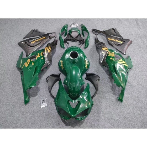 British green/ Carbon fiber Fairings for Kawasaki Ninja ZX6R(full tank cover)(2024-2025)