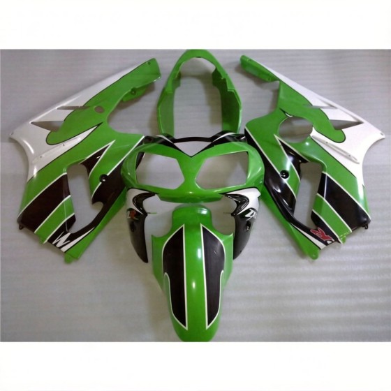 Kawasaki Ninja ZX12R Green & White Motorcycle fairings(2002-2004)