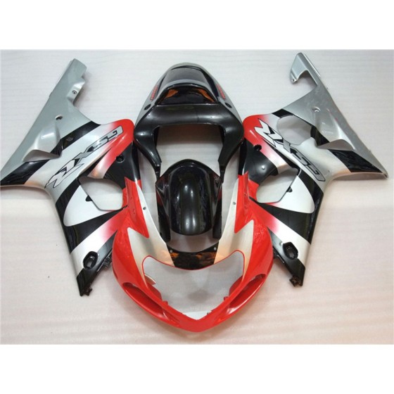 Suzuki GSXR1000 Silver & Red Motorcycle Fairings(2000-2002)