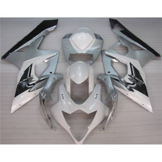 Suzuki GSXR1000 Silver & White Motorcycle Fairings(2005-2006)