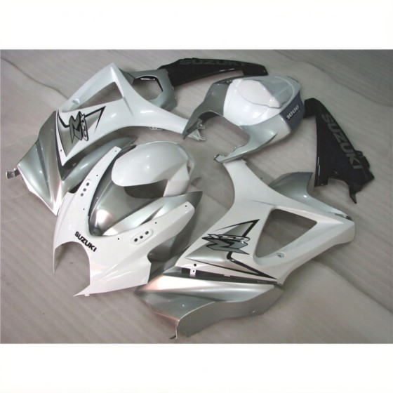 Suzuki GSXR1000 Silver & White Motorcycle Fairings(2007-2008)