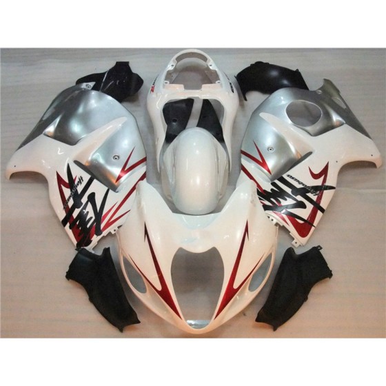 Suzuki Hayabusa GSXR1300R Pure White & Silver Motorcycle Fairings(1997-2007)