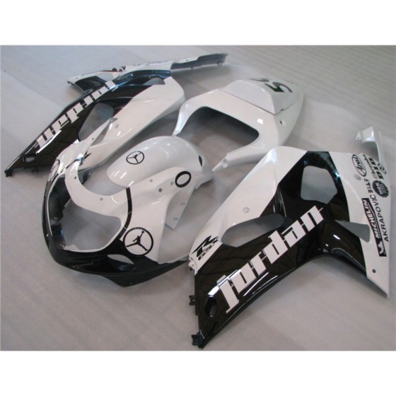 White & Black Suzuki GSXR600 750 K1 Motorcycle Fairings with seat cowl(2001-2003)