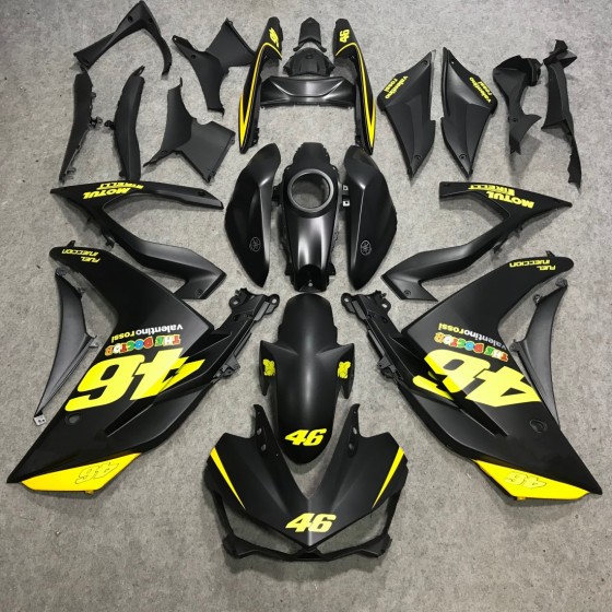 Matte Black & Yellow Yamaha R3 Motorcycle Fairings(2015-2018)