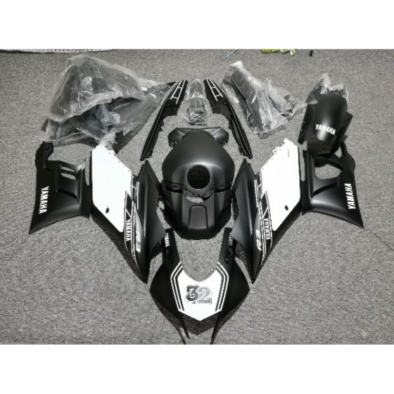 Matte Black & White Yamaha R3 Motorcycle Fairings(2019-2023)