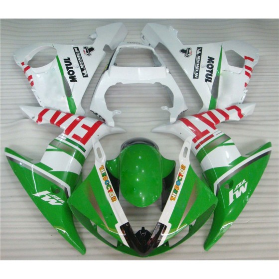 Yamaha YZF R6 Green & White Motorcycle Fairings(2003-2005)