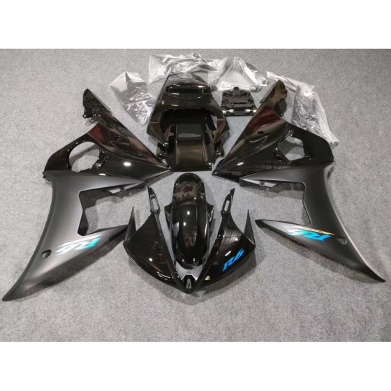 Yamaha YZF R6 Matte Black with blue decals Motorcycle Fairings(2003-2005)