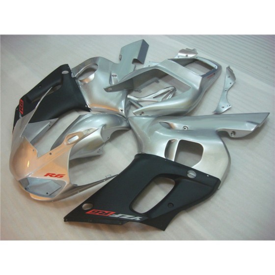 Yamaha YZF R6 Silver & Black Motorcycle Fairings(1998-2002)