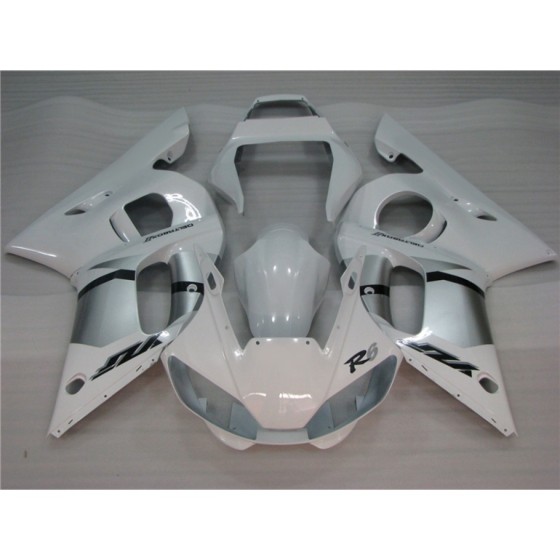 Yamaha YZF R6 White & Silver Motorcycle Fairings(1998-2002)