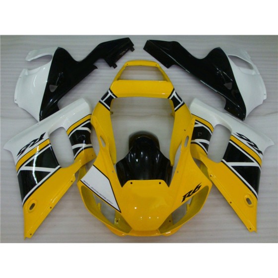 Yamaha YZF R6 Yellow & White Motorcycle Fairings(1998-2002)