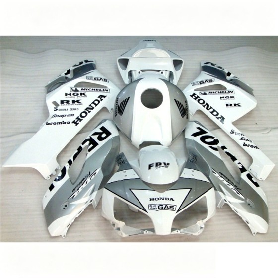 Silver & White Honda CBR1000RR Motorcycle Fairings(2004-2005)