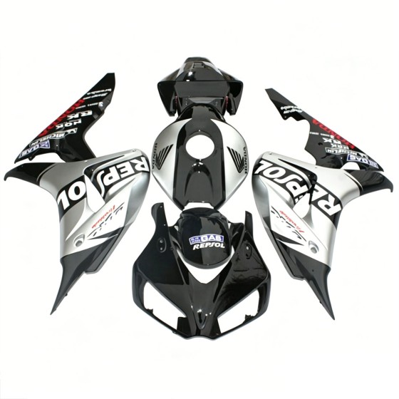 Black & Silver Honda CBR1000RR Motorcycle Fairings(2006-2007)