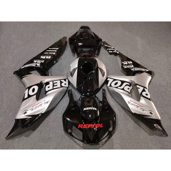 Customized Black & Silver Honda CBR1000RR Motorcycle Fairings(2006-2007)