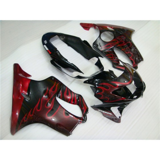 Black & Red Flame Honda CBR600 F4 Motorcycle Fairings(1999-2000)