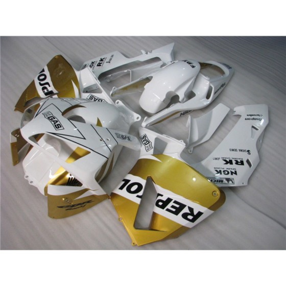 Gold & White Honda CBR600RR F5 Motorcycle Fairings(2003-2004)