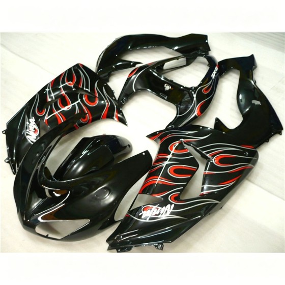 Kawasaki Ninja ZX10R Red & Silver Flame Motorcycle fairings(2006-2007)